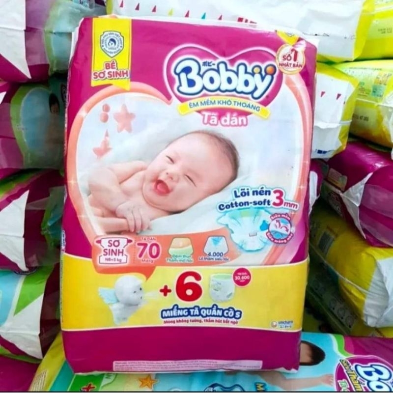 [Chính Hãng] TÃ/BỈM DÁN SX SƠ SINH BOBBY 38 MIẾNG VÀ 70 MIẾNG