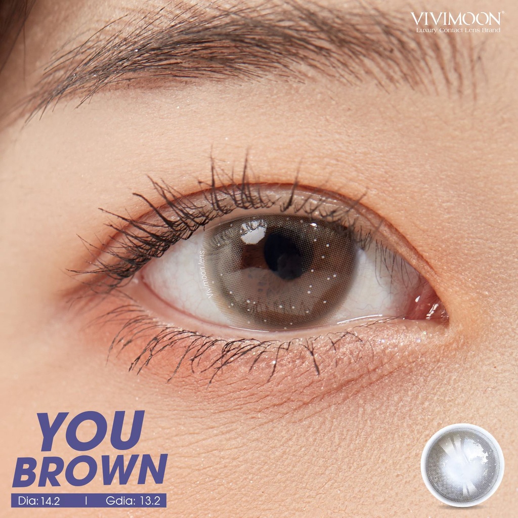Lens cận cho mắt thở VIVIMOON 6 tháng màu nâu vân nhũ You Brown
