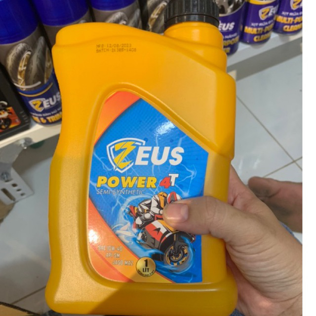 Nhớt Zeus Power 4T 10W40 1 Lít dầu động cơ xe máy cao cấp xe số và xe côn tay đời mới