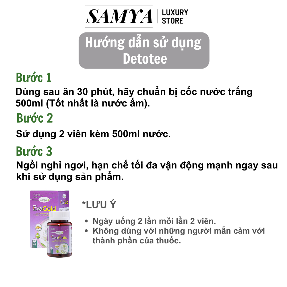 Viên uống phụ khoa Samya Eva Gold men vi sinh vùng kín giảm khí hư ngứa rát cân bằng nội tiết tố 60 viên