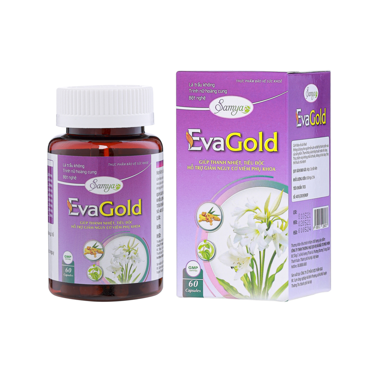Viên uống phụ khoa Samya Eva Gold men vi sinh vùng kín giảm khí hư ngứa rát cân bằng nội tiết tố 60 viên