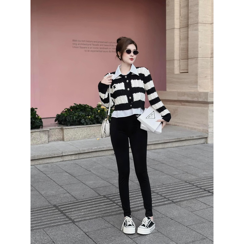 Áo Len Celine Phối Cổ Sơ Mi Hàng QCCC