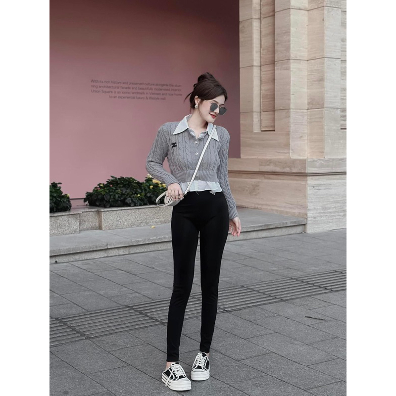 Áo Len Celine Phối Cổ Sơ Mi Hàng QCCC