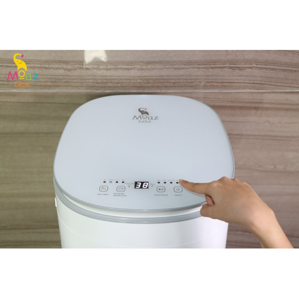 Máy giặt quần áo kèm sấy khô cho bé Moaz BÉBÉ MB-068, 6 chức năng giặt, giặt nhanh 15 phút tối đa 2kg quần áo cho bé