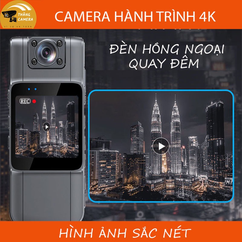 Camera hành trình 4K, kết nối wifi, ống kính rộng 150 độ, hình ảnh sắc nét