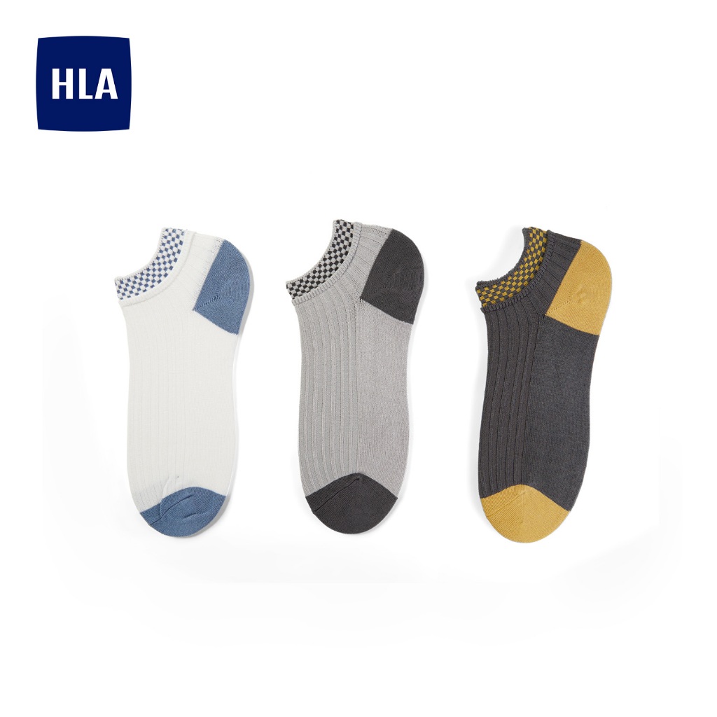 HLA - Bộ 3 đôi vớ nam phối màu mềm mịn cao cấp Combo 3 pack contrast color soft flexible socks