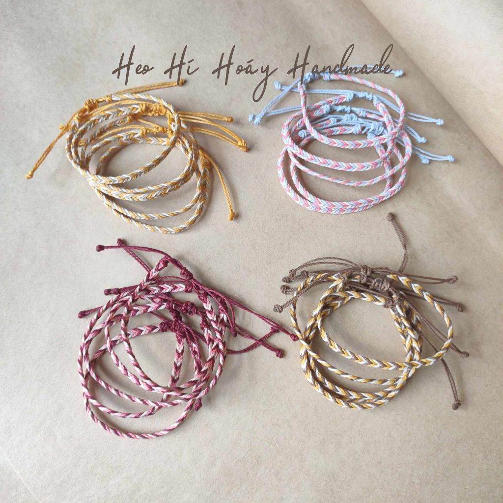 Vòng tay handmade đan phối màu by Heo Hí Hoáy