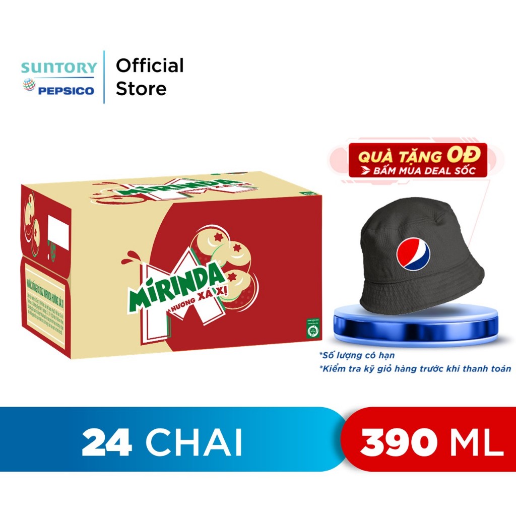 [Chỉ 25.12-Deal Sốc Kèm Nón]Thùng 24 Chai Nước Giải Khát Mirinda Xá Xị (390ml/chai)