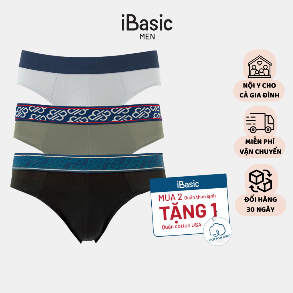 Combo 2 quần lót nam brief poly tặng 1 quần lót nam cotton USA iBasic PANM119