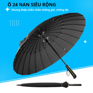 Ô 24 nan siêu rộng che nắng mưa, nan thép siêu chắc chắn chống gió mạnh, chống lật, vải dày dặn tránh tia UV bảo vệ da