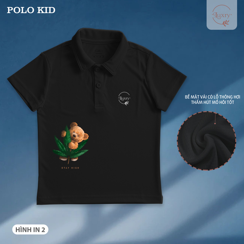 Áo polo thể thao trẻ em Luxry chất vải cotton poly thoáng khí cho bé từ 2 đến 11 tuổi