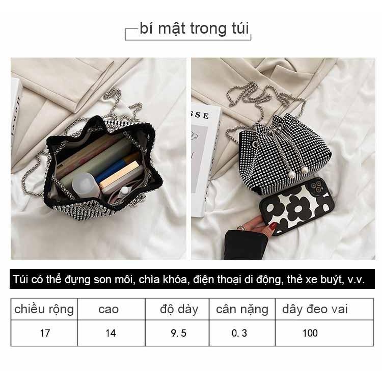 Túi xách nữ đeo chéo túi đính đá dự tiệc mini thời trang 2023 Mới Kim Cương Sáng Món quà sinh nhật