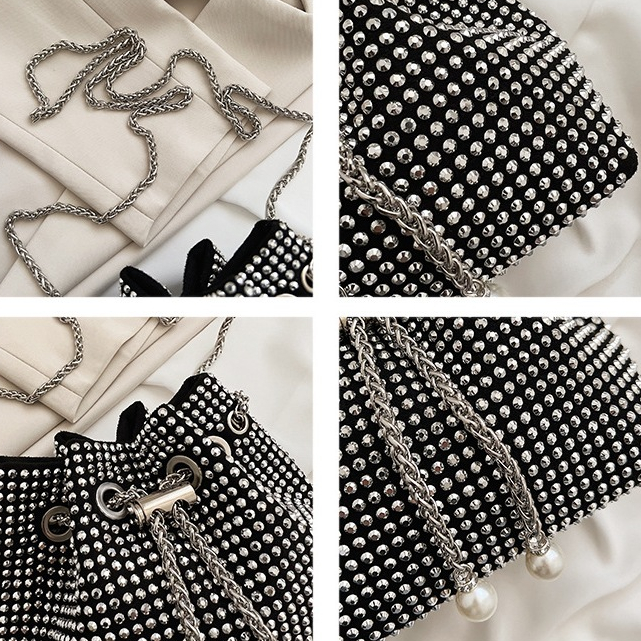 Túi xách nữ đeo chéo túi đính đá dự tiệc mini thời trang 2023 Mới Kim Cương Sáng Món quà sinh nhật