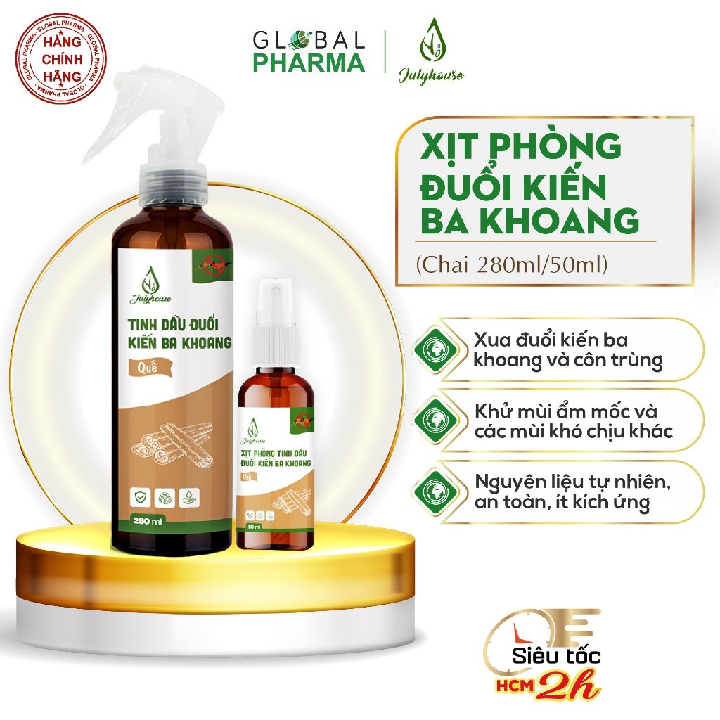 Xịt phòng tinh dầu quế Julyhouse đuổi kiến ba khoang, côn trùng (50ml/280ml)