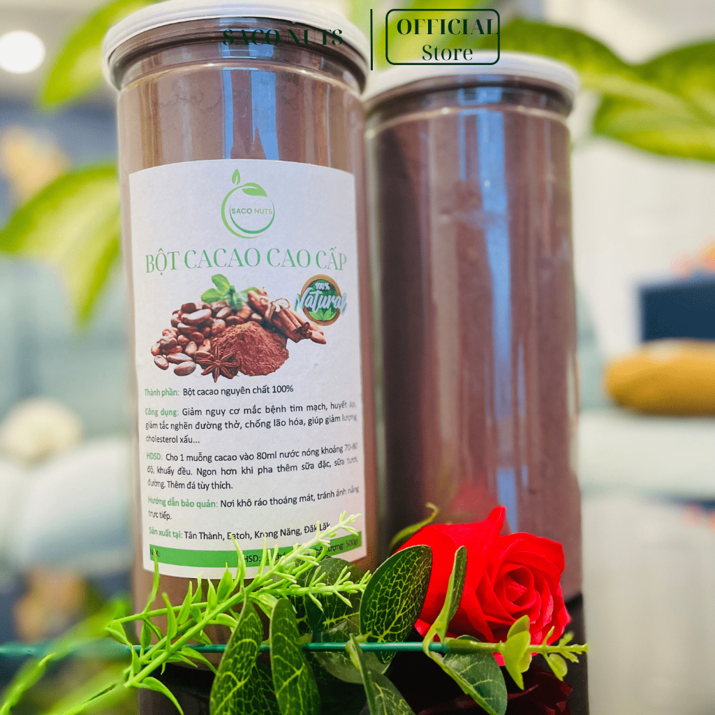 Bột cacao, cacao nguyên chất 100% organic Đăk Lăk chuẩn vị 500gr - SACO NUTS