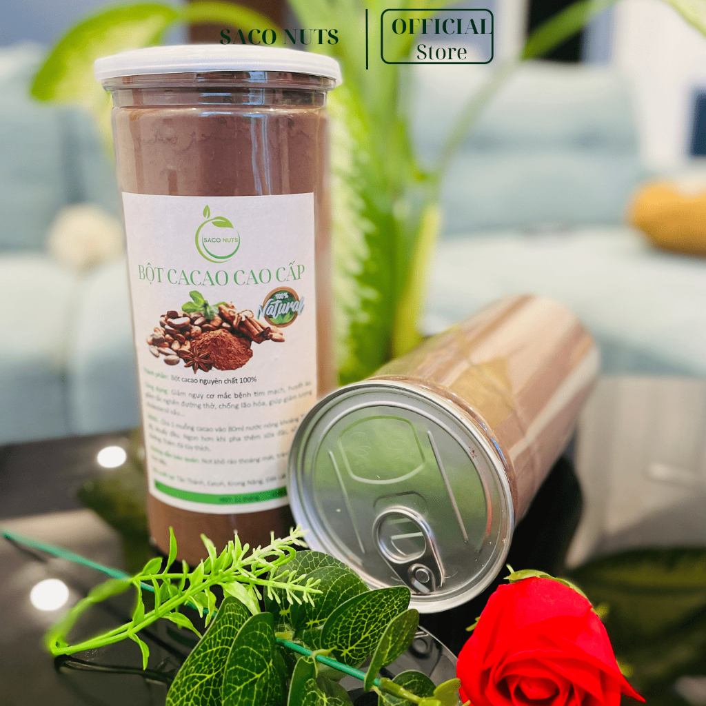 Bột cacao, cacao nguyên chất 100% organic Đăk Lăk chuẩn vị 500gr - SACO NUTS