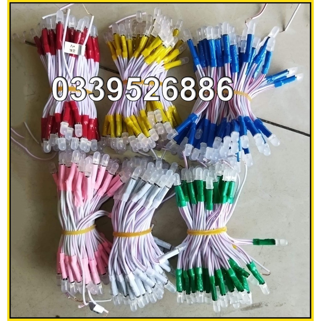 Led liền dây 5mm - Led ruồi 5mm làm biển led vẫy - cuộn 100 bóng - dùng nguồn 5v