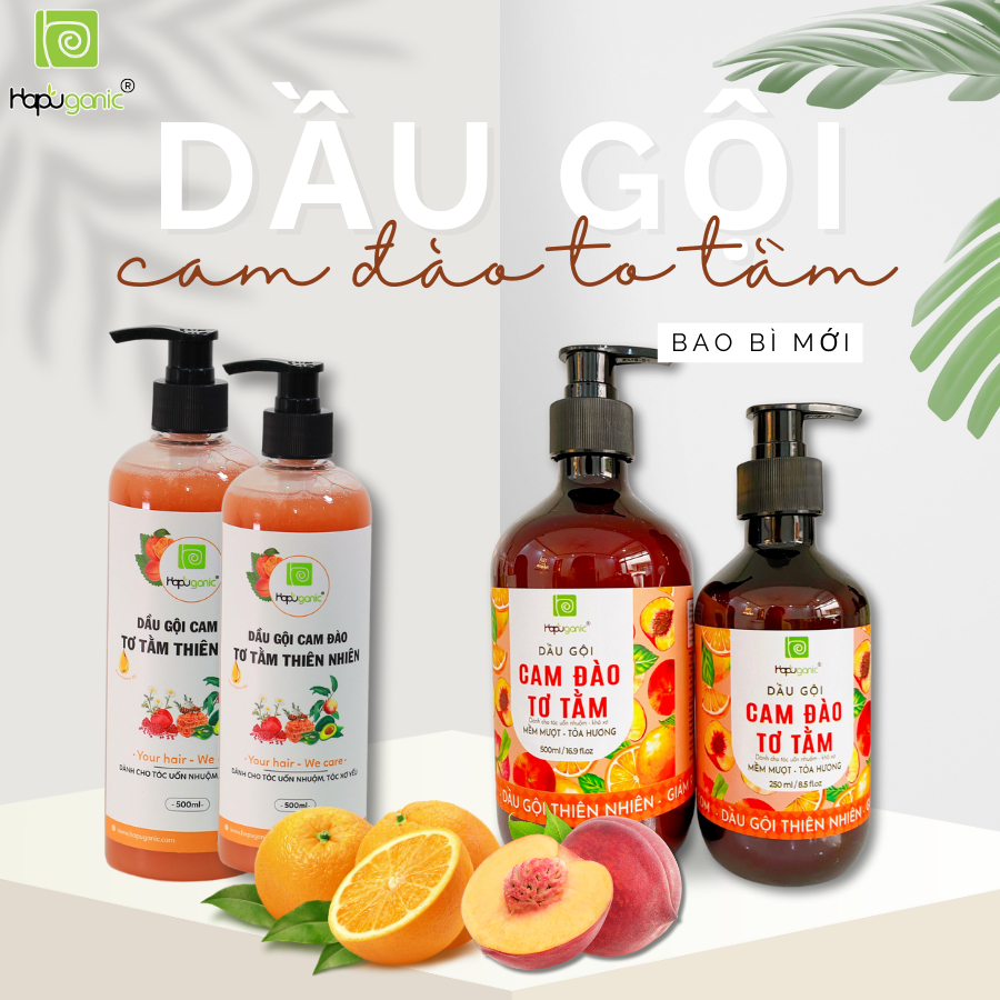 Dầu Gội Cam Đào Tơ Tằm Thiên Nhiên Mềm Mượt Gấp 5 Lần HaPuganic