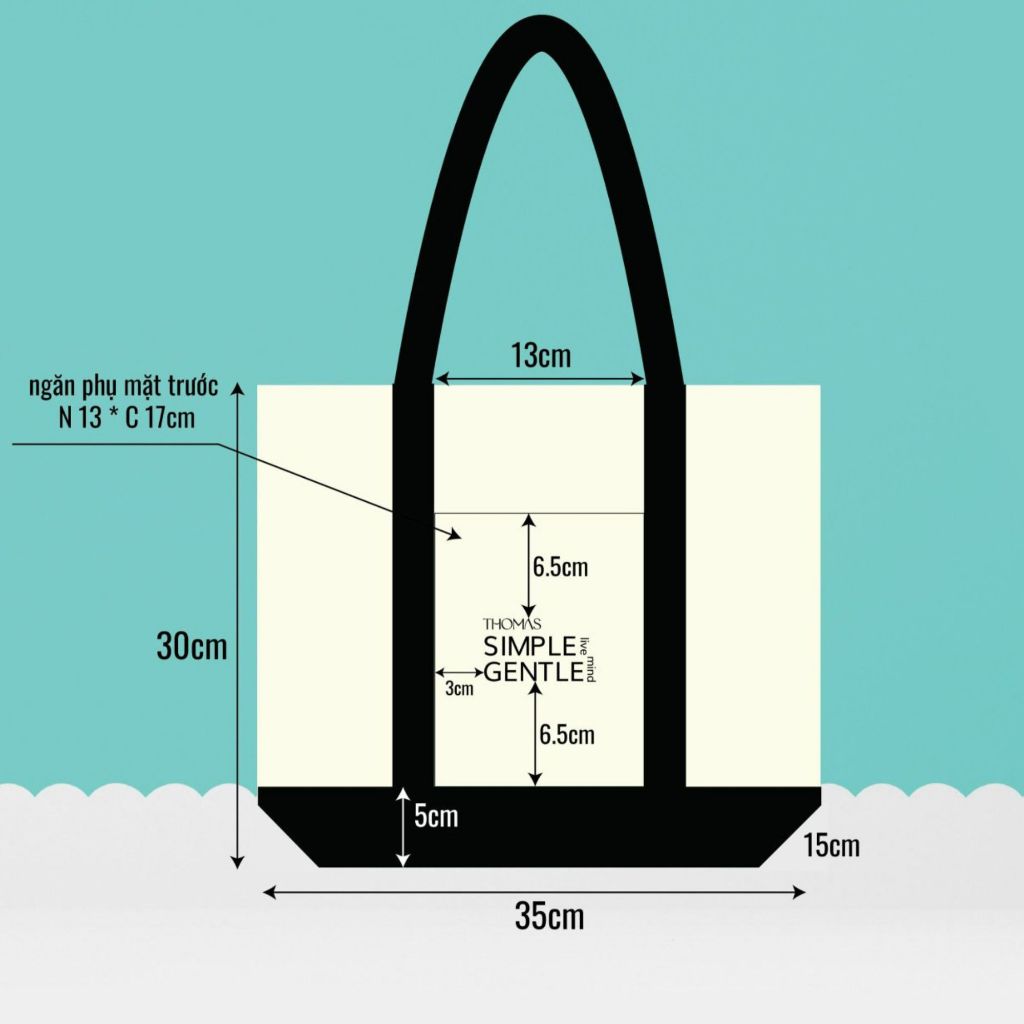 Túi vải canvas Mini tote bag cao cấp chính hãng Thomas Stu Simple live Gentle mind
