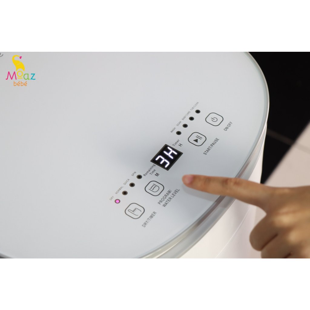 Máy giặt quần áo kèm sấy khô cho bé Moaz BÉBÉ MB-068, 6 chức năng giặt, giặt nhanh 15 phút tối đa 2kg quần áo cho bé