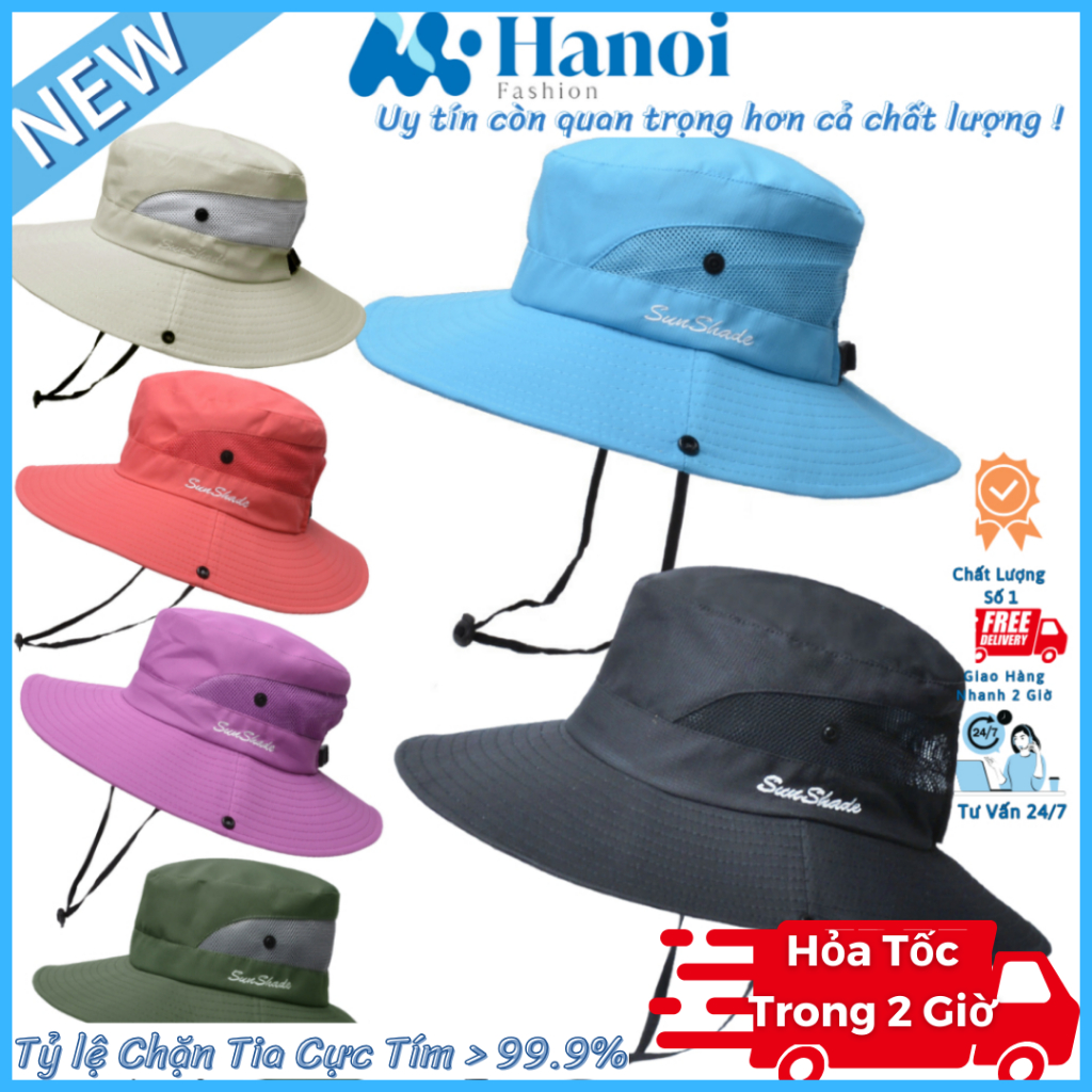 Mũ Nón Bucket Rộng Vành Hanoi Fashion Che Nắng, Chống Tia UV, Mũ Đi Biển Phong Cách Hàn Quốc Siêu Xinh 2023