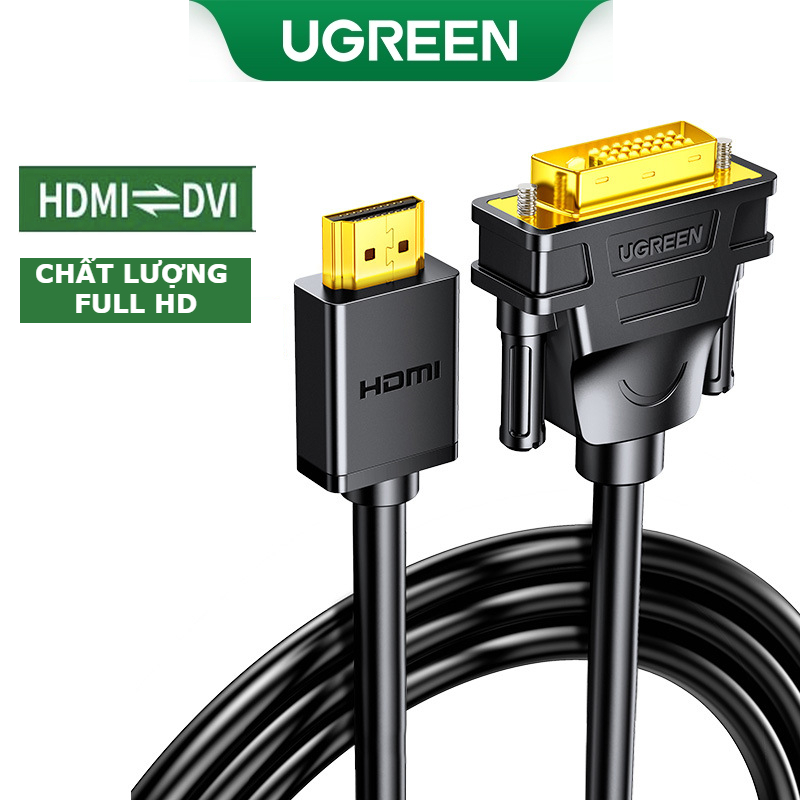 Dây HDMI To DVI Chính Hãng UGreen HD106 Từ Laptop, Card màn hình, Android Set-top Box... ra màn hình Tivi