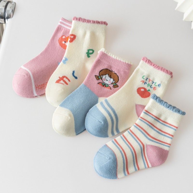 Set 5 Đôi Tất Cho Bé Trai, Bé Gái Hoạ Tiết Dễ Thương Giữ Ấm Chân Cho Bé