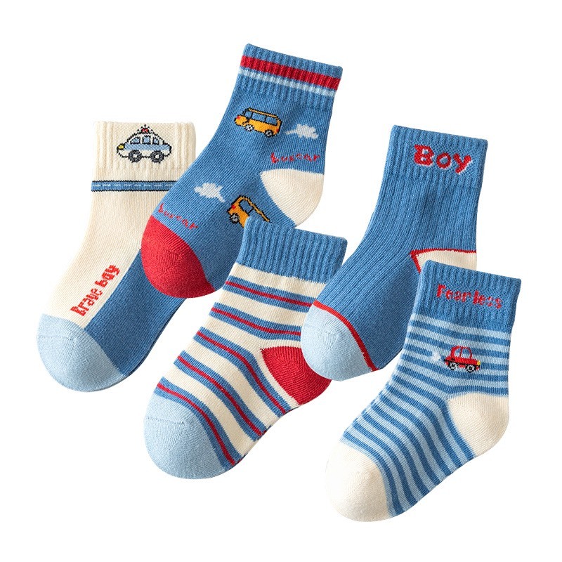 Set 5 Đôi Tất Cho Bé Trai, Bé Gái Hoạ Tiết Dễ Thương Giữ Ấm Chân Cho Bé