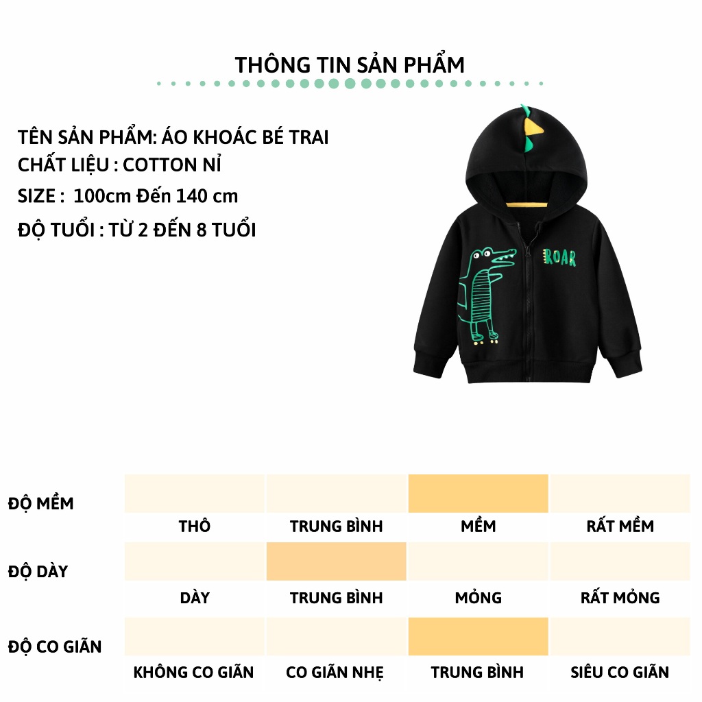 Áo khoác nỉ bé trai dài tay Wellkids 27Kids áo thun da cá lót nỉ bông nam cho trẻ từ 2-10 tuổi BLCO2