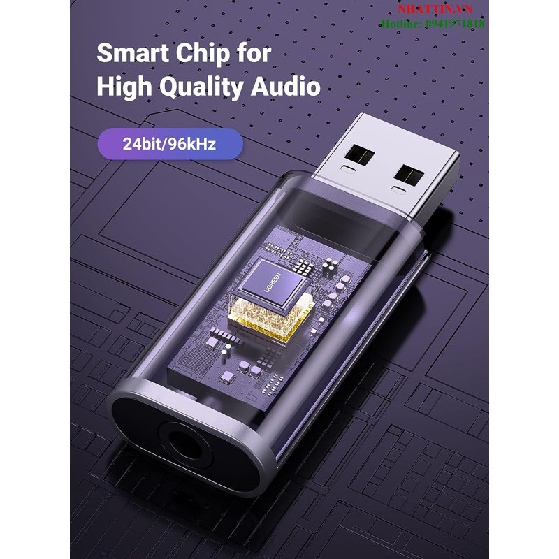 Card sound USB 2.0 to 3.5mm TRRS Mic & Loa Ugreen 80864 cao cấp
