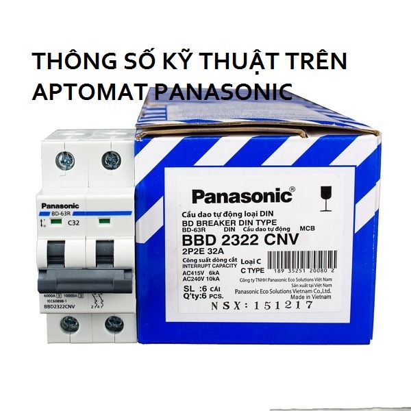 Át đôi Panasonic 32A 40A 63A Aptomat Panasonic