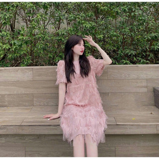 Bigsize Đầm suông dạng babydoll lông vũ 55-95kg