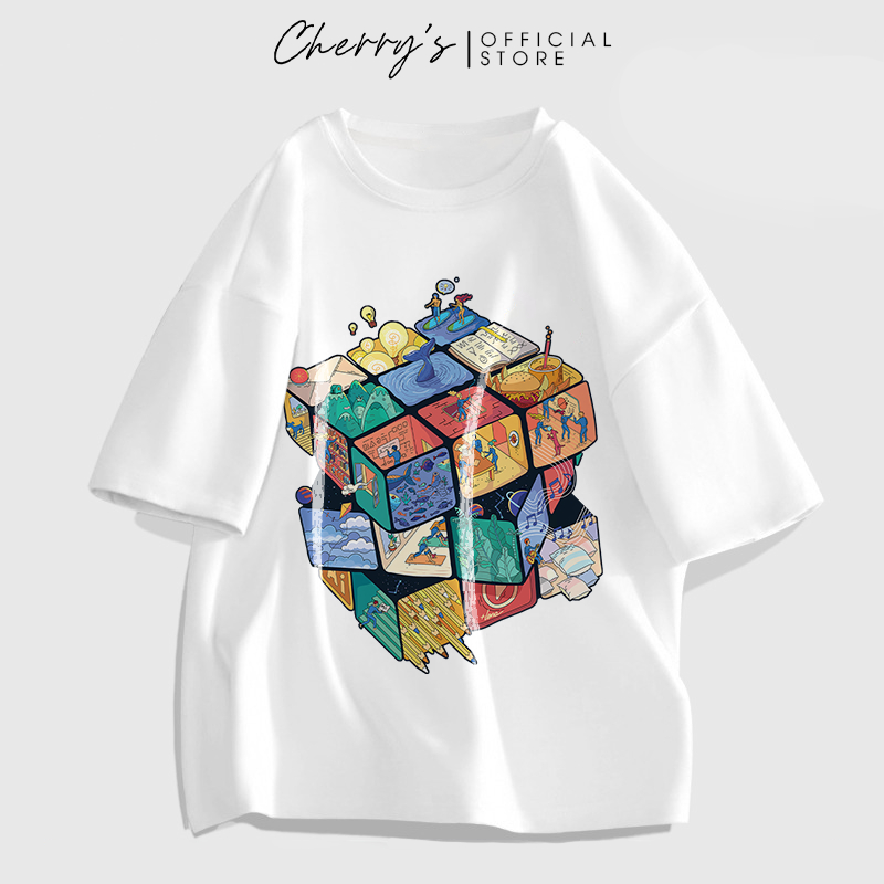 Áo thun Unisex RUBIK World Street Style 100% Cotton Form Oversized ngắn tay