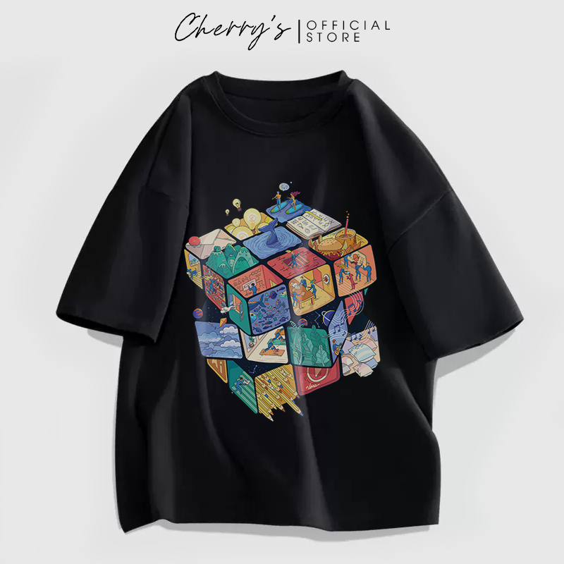Áo thun Unisex RUBIK World Street Style 100% Cotton Form Oversized ngắn tay