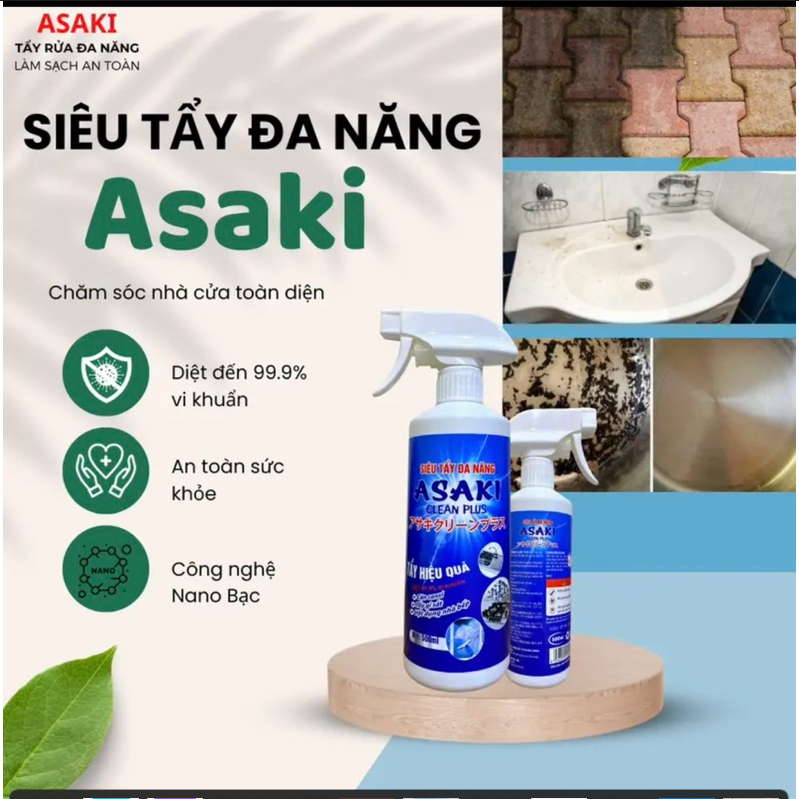 Siêu Tẩy dầu mỡ nhà bếp ASAKI ,dung dịch tẩy rửa đa năng làm sạch lưới lọc máy hút mùi,bếp ga, tường gạch ốp. Chai 500ml