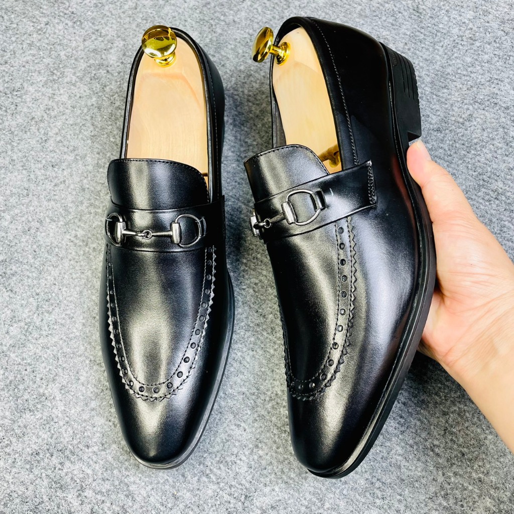 Giày Da Nam Công Sở Viền Xích Chất Da Bò Thật Bảo Hành 24 Tháng Mã 5