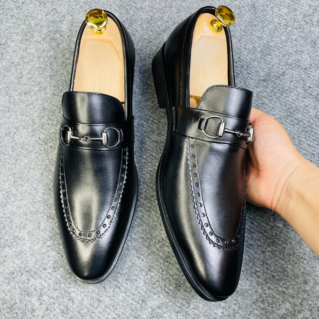 Giày Da Nam Công Sở Viền Xích Chất Da Bò Thật Bảo Hành 24 Tháng Mã 5