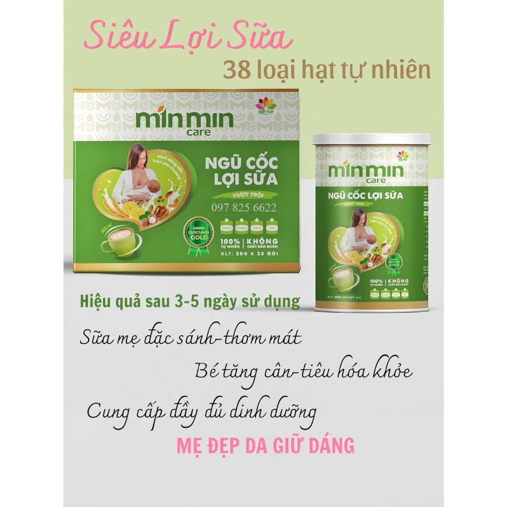 Ngũ Cốc Siêu Lợi Sữa Cao Cấp Min Min Curcumin Dạng Gói 20g