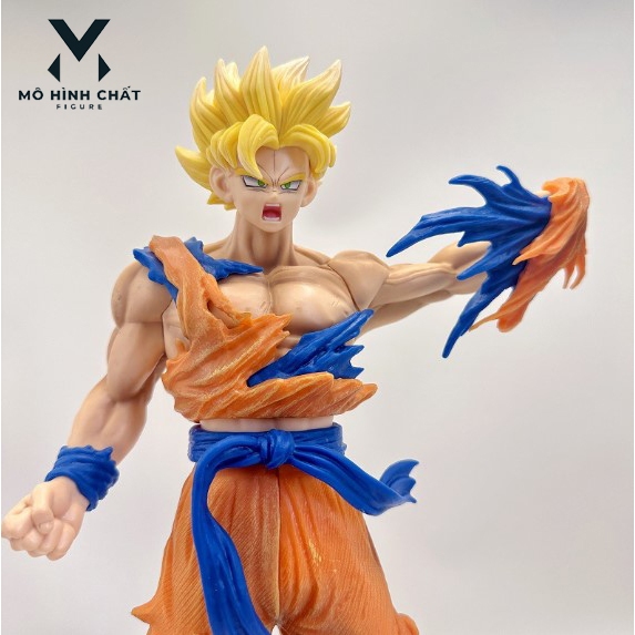 Mô Hình Dragon Ball Songoku ss2 Super Saiyan Đại Chiến Tóc Vàng Tóc Đen Bản Cao Cấp Cao 33.5cm - Figure