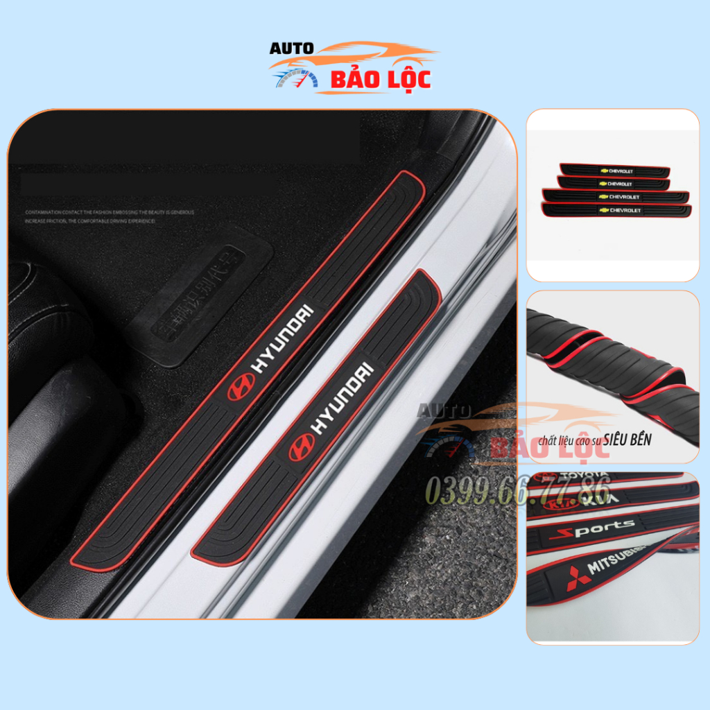 Bộ 4 Miếng Nẹp Bước Chân Bằng Cao Su Chống Trơn Trượt-Chống Trầy Xước Bậc Cửa Lên Xuống Ô Tô- Đủ Các Hãng - Auto Bảo Lộc