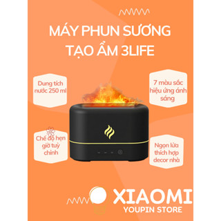 Máy Phun Sương Tạo Ẩm Xiaomi Youpin 3Life Dung Tích 250ml Ngọn Lửa Môi Trường Khuếch Tán Tinh Dầu Đèn Led 7 Màu