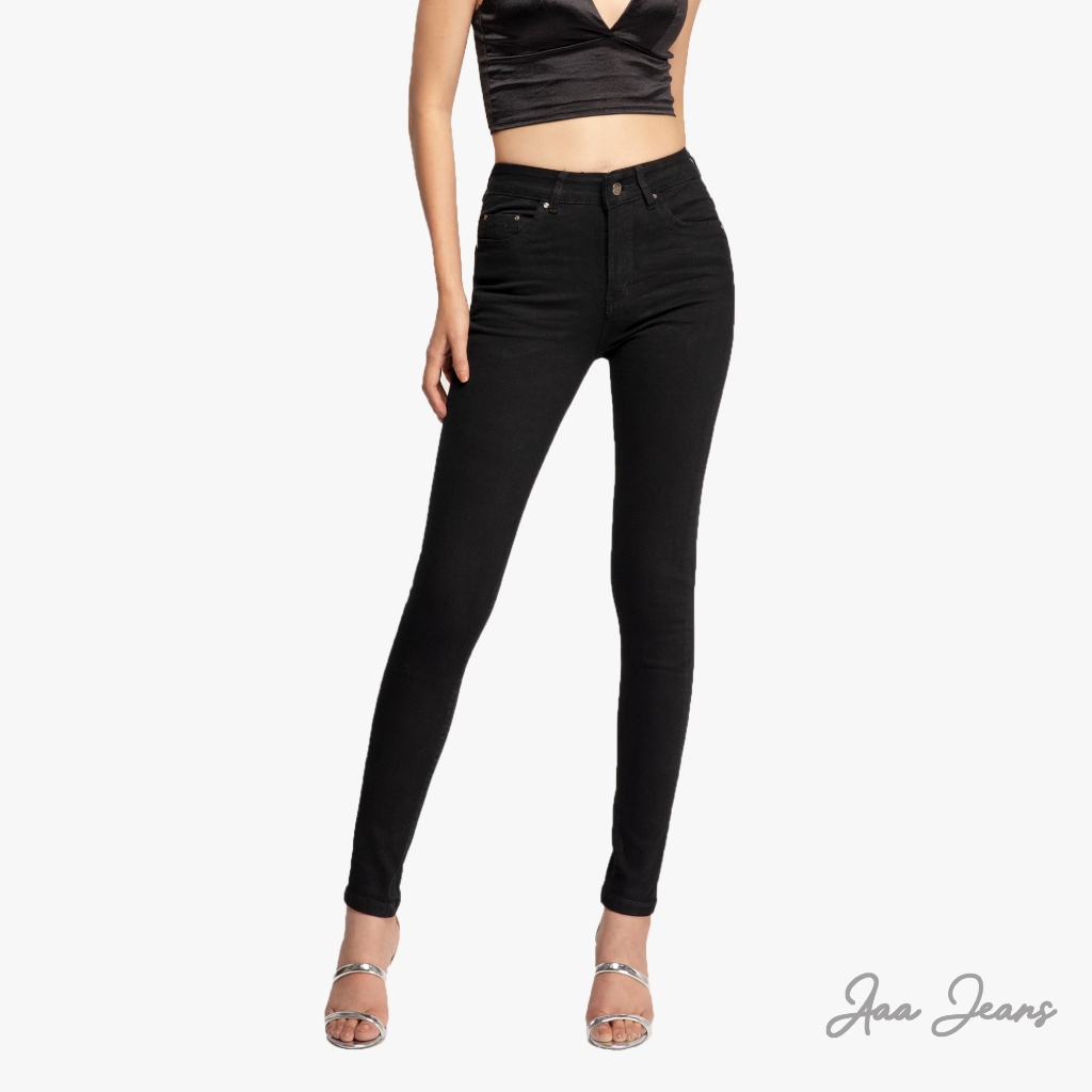 Quần Jean Đen Nữ Lưng Cao Skinny AAA JEANS