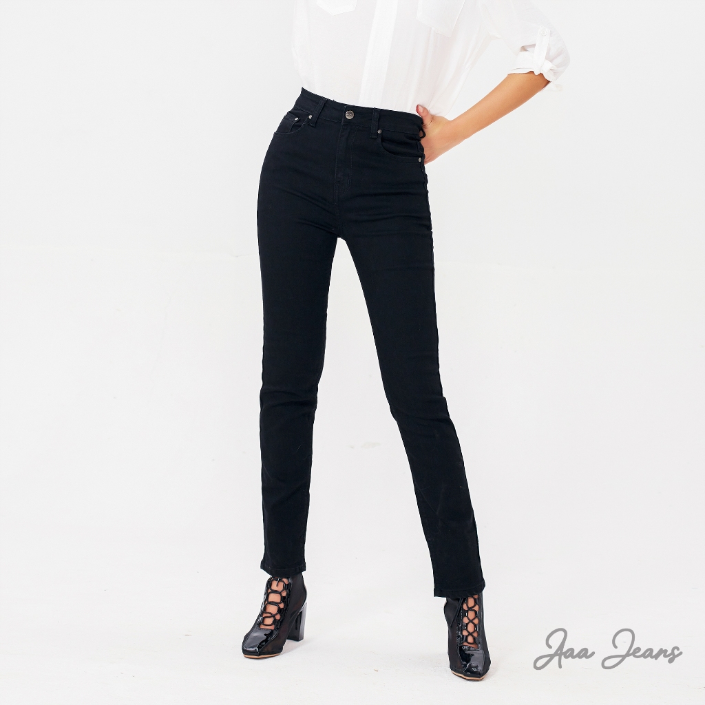 Quần Jeans Nữ Ống Đứng Repreve Đen Có Big Size Aaa Jeans