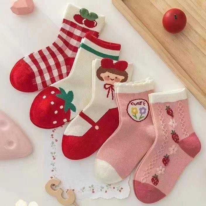 Set 5 Đôi Tất Cho Bé Trai, Bé Gái Hoạ Tiết Dễ Thương Giữ Ấm Chân Cho Bé