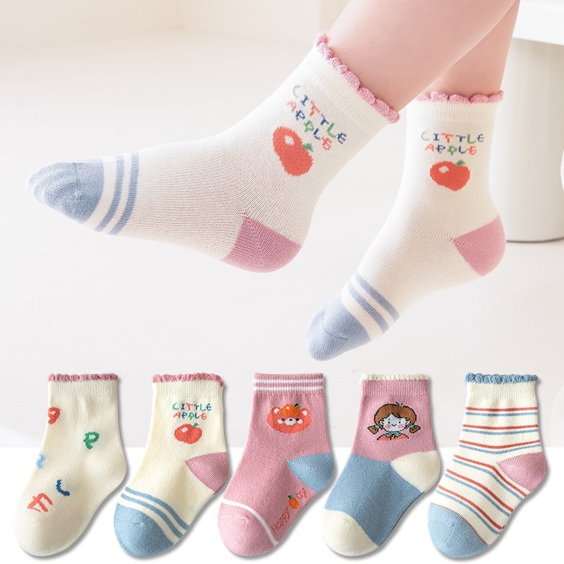 Set 5 Đôi Tất Cho Bé Trai, Bé Gái Hoạ Tiết Dễ Thương Giữ Ấm Chân Cho Bé