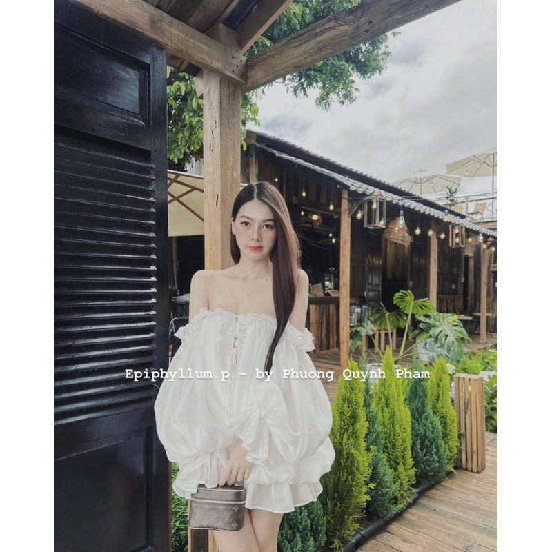 LALIN TOP - Áo điệu bẹt vai bo gấu thắt dây ngực