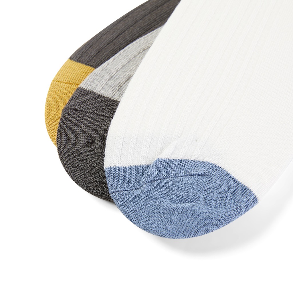 HLA - Bộ 3 đôi vớ nam phối màu mềm mịn cao cấp Combo 3 pack contrast color soft flexible socks