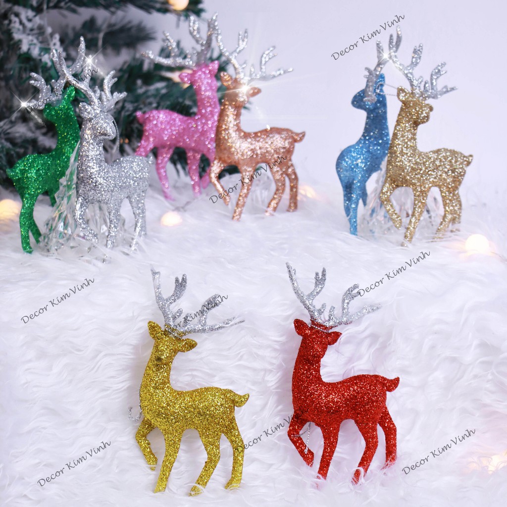Nai Nhí Nhũ Kim Tuyến PKT43 Noel Phụ Kiện Trang Trí Giáng Sinh