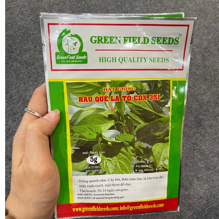 Hạt giống Húng quế gói 5 gram hàng chính hãng công ty đóng gói