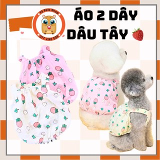 Áo 2 dây bèo nhún dâu tây dành cho chó mèo